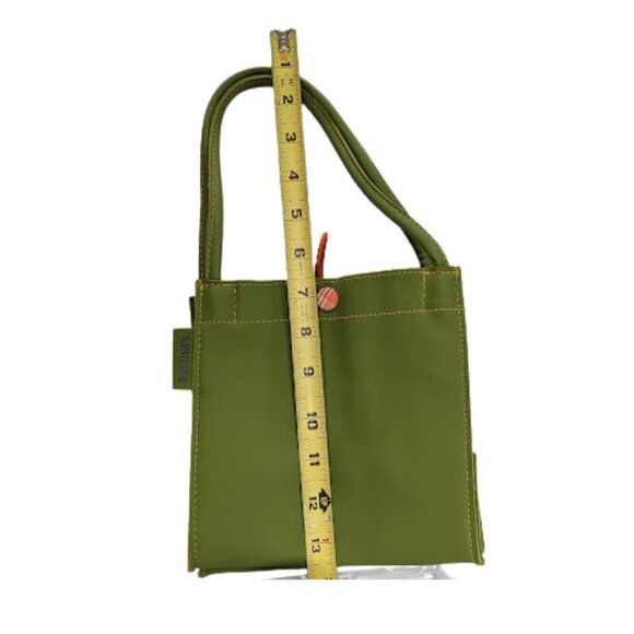 Mod Minimalist Vinyl Tote Bag Alan Stuart New York Green Structured Shoulder Bag - Picture 10 of 11